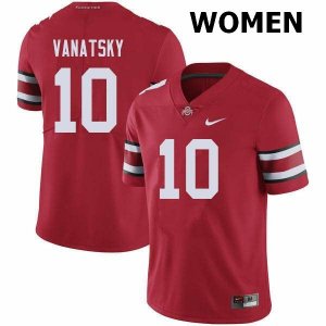 NCAA Ohio State Buckeyes Women's #10 Danny Vanatsky Red Nike Football College Jersey NLA0845SS